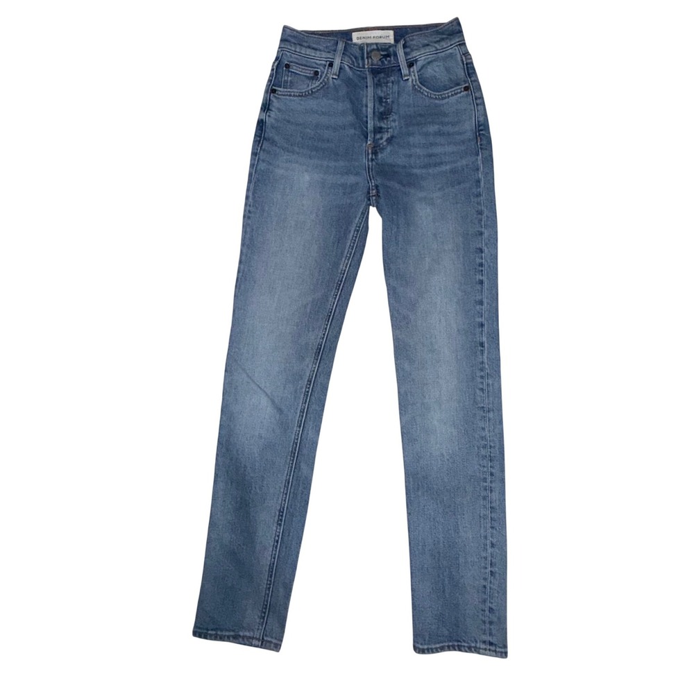 Denim Forum The‎ Yoko Slim 23 Blue High Rise Button Fly Jeans Minimalist Chic